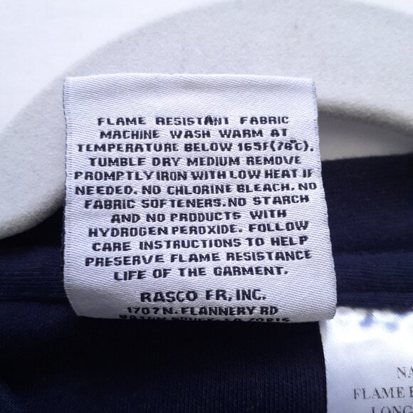 Rasco FR Men's Navy Long Sleeve Henley T-Shirt in Navy Blue Cat 2 Size L - Picture 9 of 13